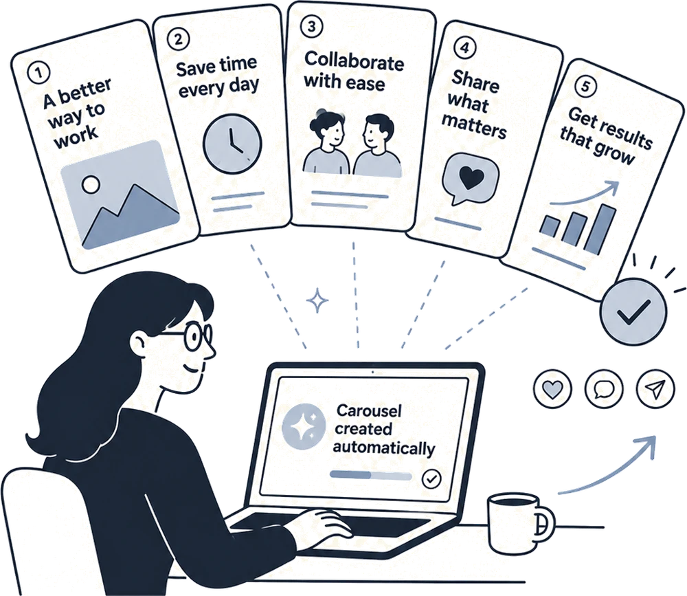 A five-slide carousel built automatically from one run