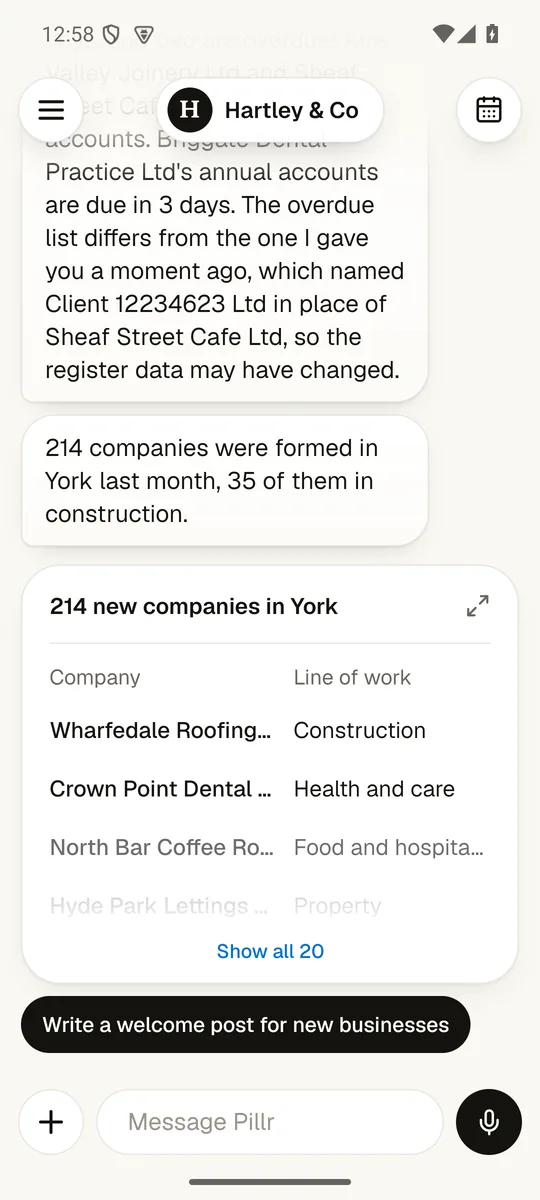A list of new companies formed in York last month, with each one's line of work